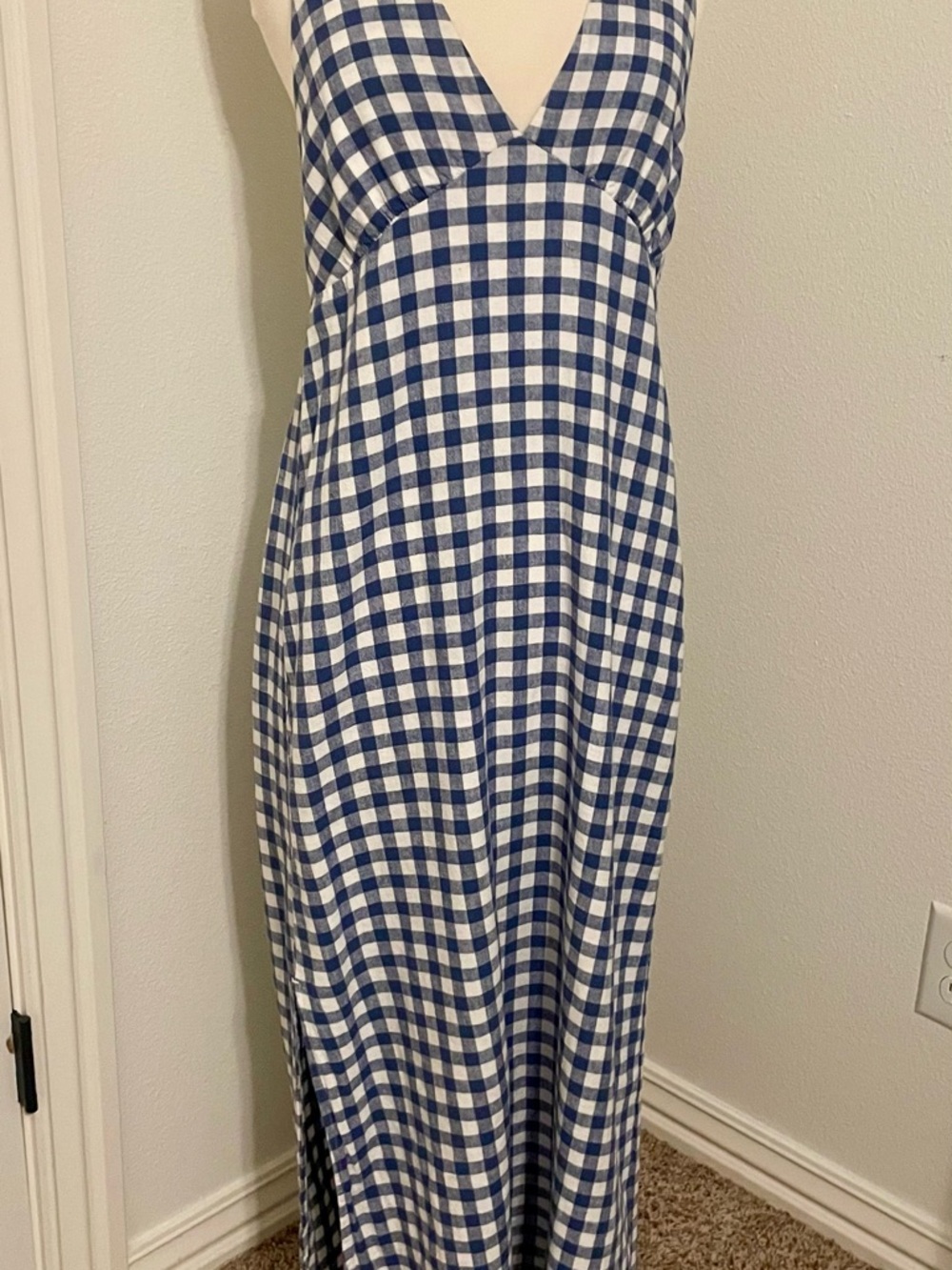 Old Navy Blue and White Gingham Maxi Dress